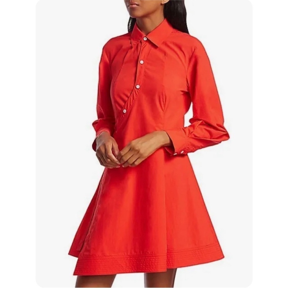 Derek Lam Crosby Petra wrap shirt dress cherry red